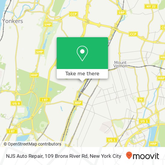 Mapa de NJS Auto Repair, 109 Bronx River Rd