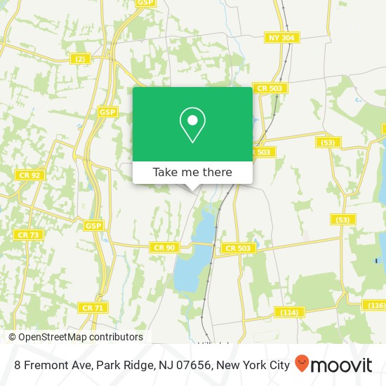 Mapa de 8 Fremont Ave, Park Ridge, NJ 07656