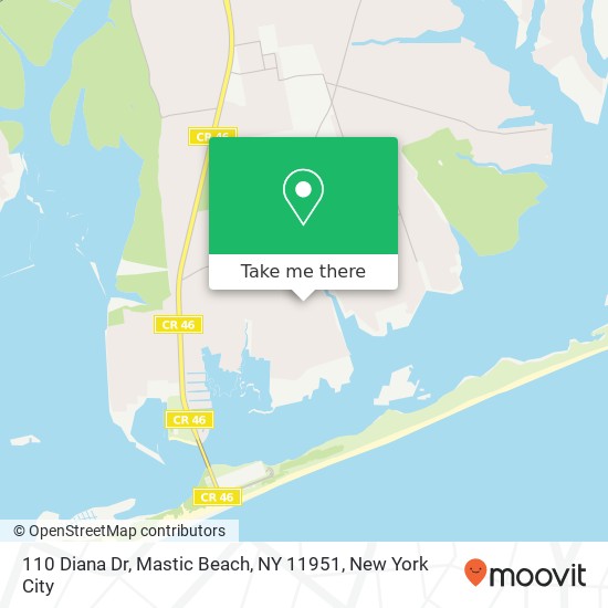 110 Diana Dr, Mastic Beach, NY 11951 map