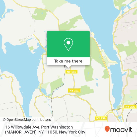 Mapa de 16 Willowdale Ave, Port Washington (MANORHAVEN), NY 11050