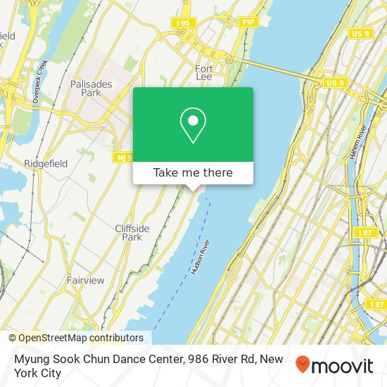 Myung Sook Chun Dance Center, 986 River Rd map