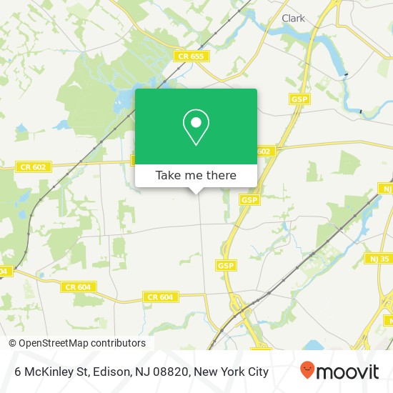 Mapa de 6 McKinley St, Edison, NJ 08820