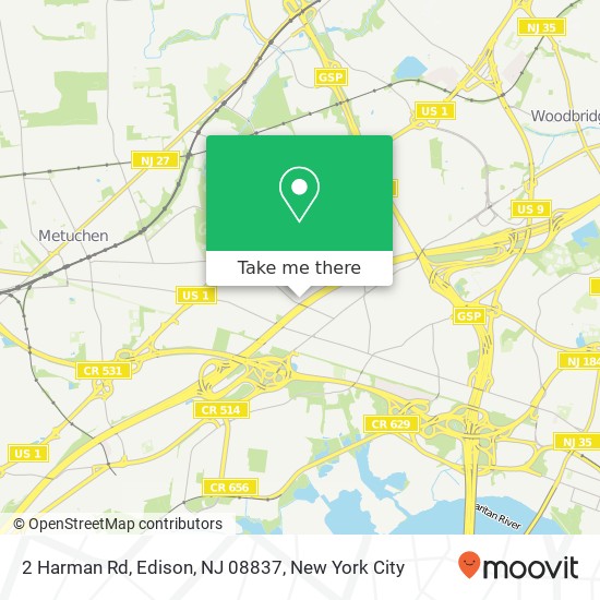 Mapa de 2 Harman Rd, Edison, NJ 08837