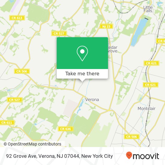 Mapa de 92 Grove Ave, Verona, NJ 07044