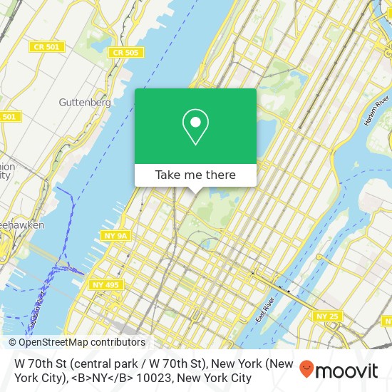 Mapa de W 70th St (central park / W 70th St), New York (New York City), <B>NY< / B> 10023