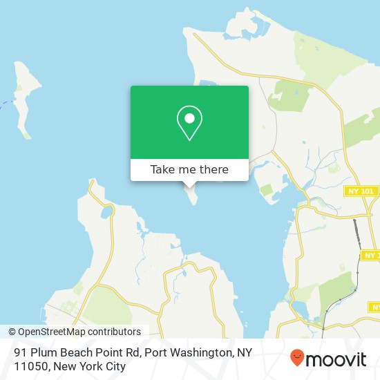 Mapa de 91 Plum Beach Point Rd, Port Washington, NY 11050