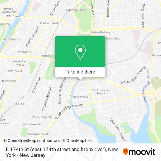 E 174th St (east 174th street and bronx river) map