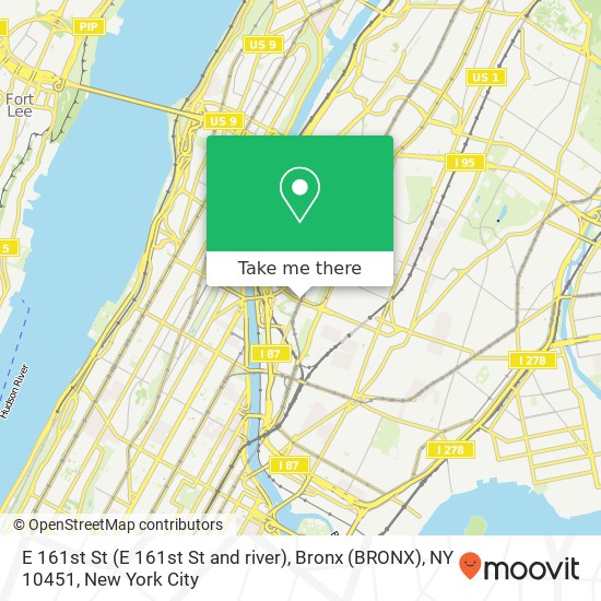 E 161st St (E 161st St and river), Bronx (BRONX), NY 10451 map
