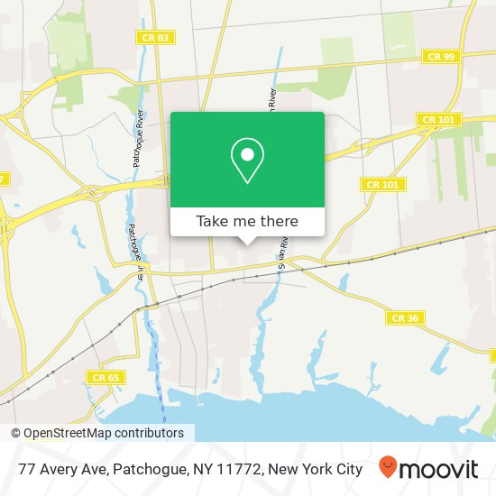 Mapa de 77 Avery Ave, Patchogue, NY 11772