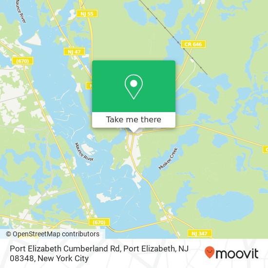 Mapa de Port Elizabeth Cumberland Rd, Port Elizabeth, NJ 08348