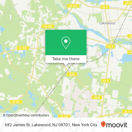 Mapa de 682 James St, Lakewood, NJ 08701