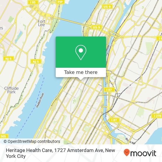 Heritage Health Care, 1727 Amsterdam Ave map
