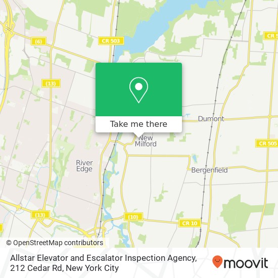 Mapa de Allstar Elevator and Escalator Inspection Agency, 212 Cedar Rd