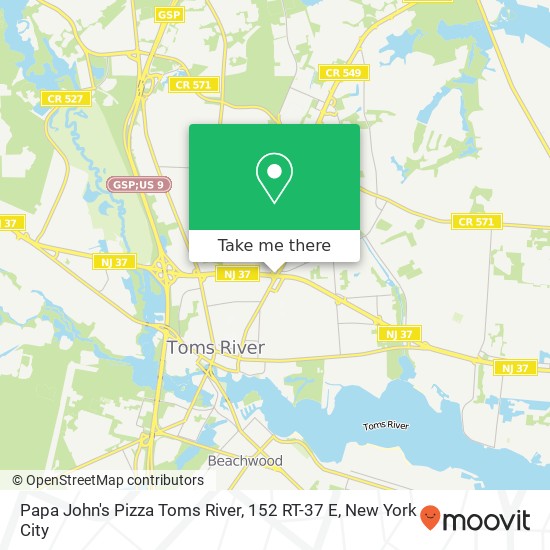 Papa John's Pizza Toms River, 152 RT-37 E map