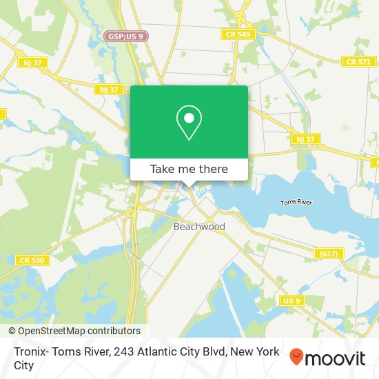Mapa de Tronix- Toms River, 243 Atlantic City Blvd