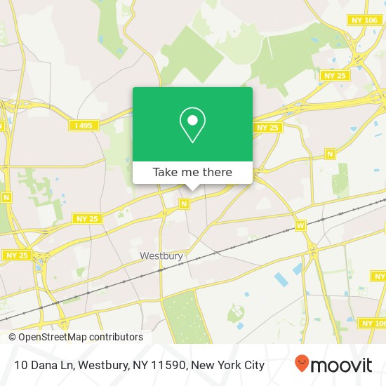 Mapa de 10 Dana Ln, Westbury, NY 11590