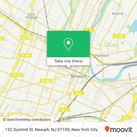 Mapa de 192 Summit St, Newark, NJ 07103