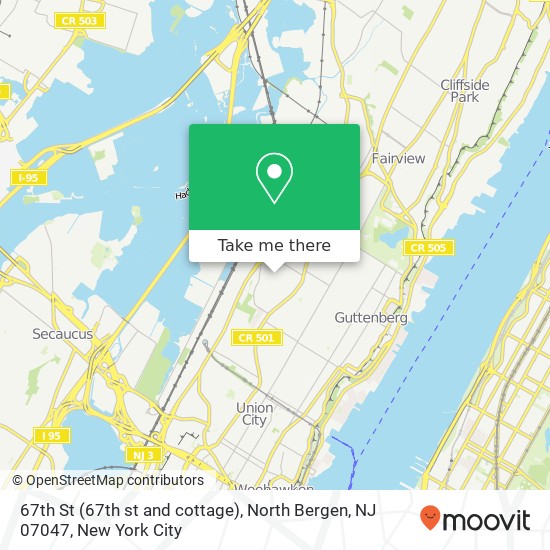 Mapa de 67th St (67th st and cottage), North Bergen, NJ 07047