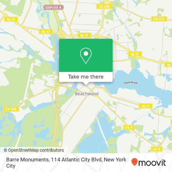 Mapa de Barre Monuments, 114 Atlantic City Blvd