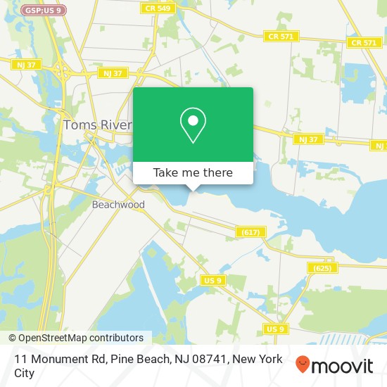 Mapa de 11 Monument Rd, Pine Beach, NJ 08741