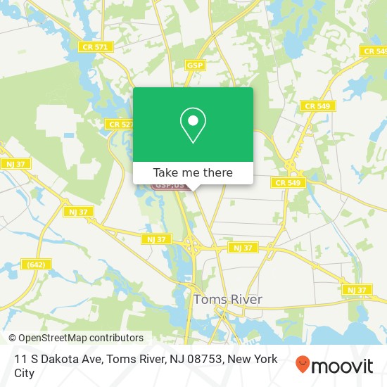Mapa de 11 S Dakota Ave, Toms River, NJ 08753
