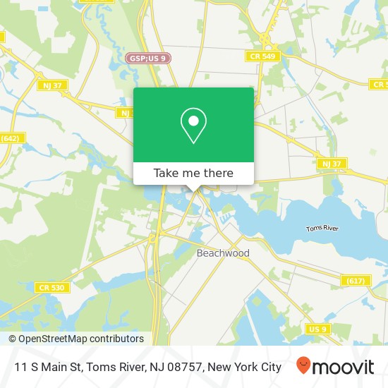 Mapa de 11 S Main St, Toms River, NJ 08757
