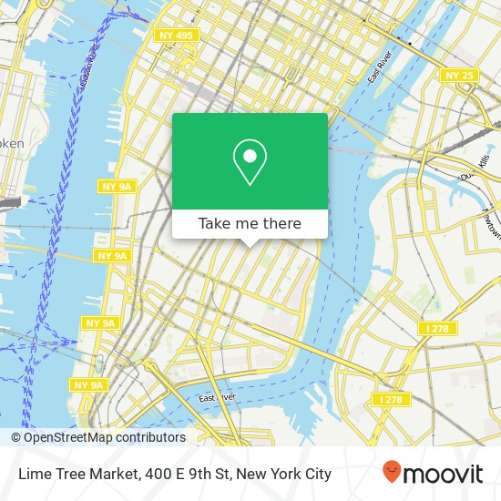 Mapa de Lime Tree Market, 400 E 9th St