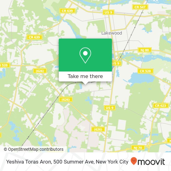 Mapa de Yeshiva Toras Aron, 500 Summer Ave