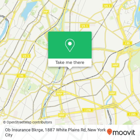 Mapa de Ob Insurance Bkrge, 1887 White Plains Rd