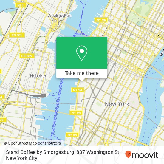 Mapa de Stand Coffee by Smorgasburg, 837 Washington St
