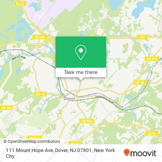 Mapa de 111 Mount Hope Ave, Dover, NJ 07801