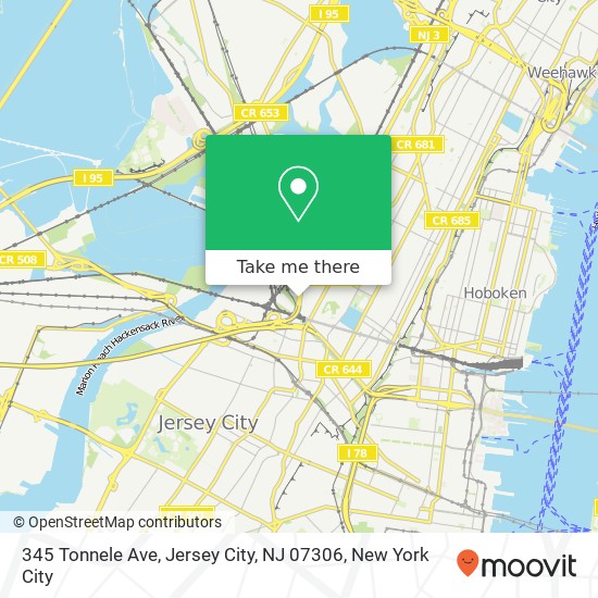 Mapa de 345 Tonnele Ave, Jersey City, NJ 07306