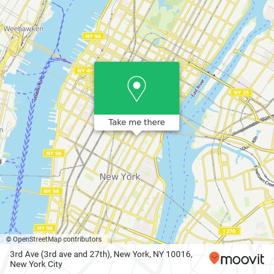 Mapa de 3rd Ave (3rd ave and 27th), New York, NY 10016