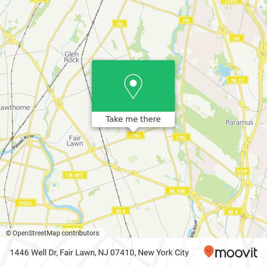 Mapa de 1446 Well Dr, Fair Lawn, NJ 07410