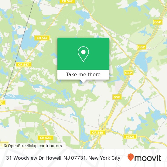 Mapa de 31 Woodview Dr, Howell, NJ 07731