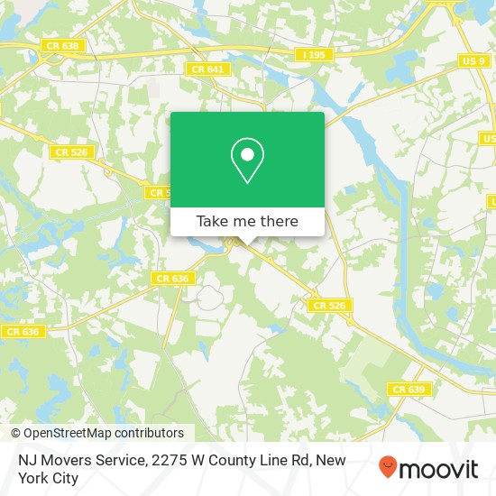Mapa de NJ Movers Service, 2275 W County Line Rd