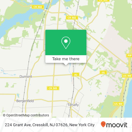 Mapa de 224 Grant Ave, Cresskill, NJ 07626