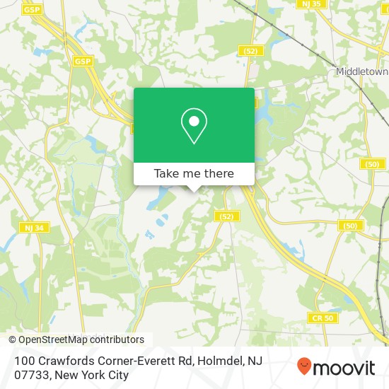 100 Crawfords Corner-Everett Rd, Holmdel, NJ 07733 map