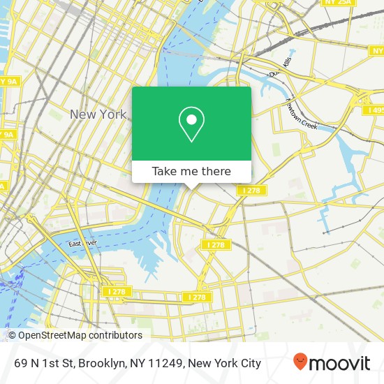 Mapa de 69 N 1st St, Brooklyn, NY 11249