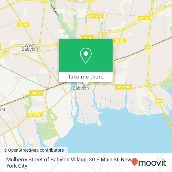 Mapa de Mulberry Street of Babylon Village, 30 E Main St