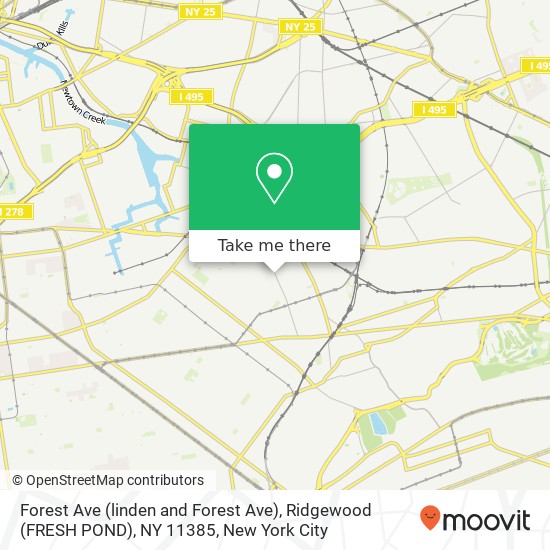 Forest Ave (linden and Forest Ave), Ridgewood (FRESH POND), NY 11385 map