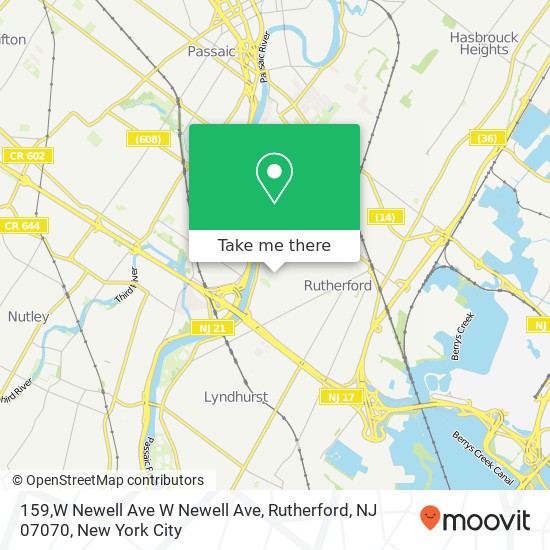 Mapa de 159,W Newell Ave W Newell Ave, Rutherford, NJ 07070