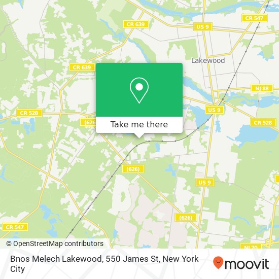 Mapa de Bnos Melech Lakewood, 550 James St