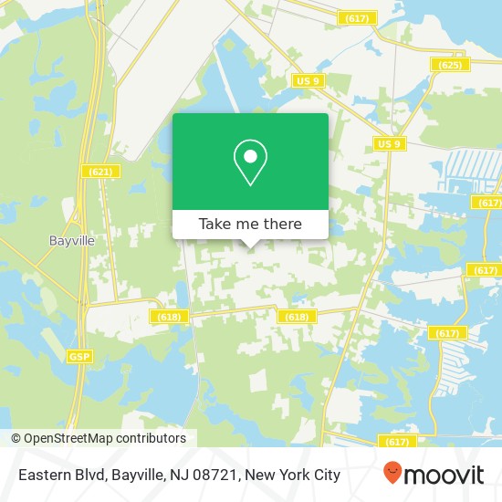 Mapa de Eastern Blvd, Bayville, NJ 08721