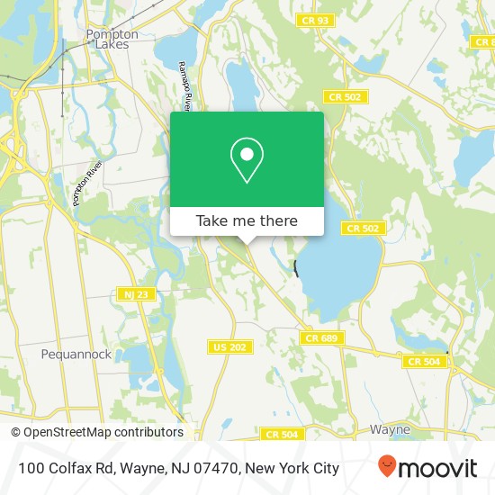 Mapa de 100 Colfax Rd, Wayne, NJ 07470