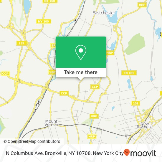 Mapa de N Columbus Ave, Bronxville, NY 10708