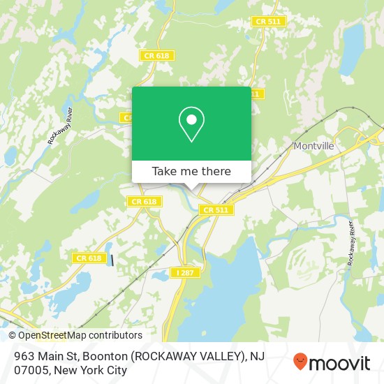 Mapa de 963 Main St, Boonton (ROCKAWAY VALLEY), NJ 07005