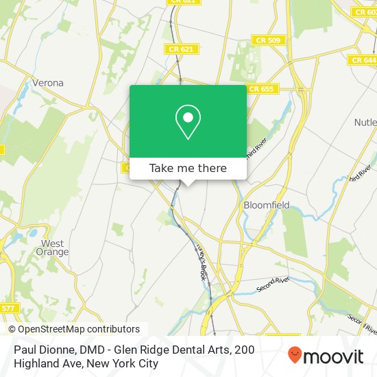 Mapa de Paul Dionne, DMD - Glen Ridge Dental Arts, 200 Highland Ave