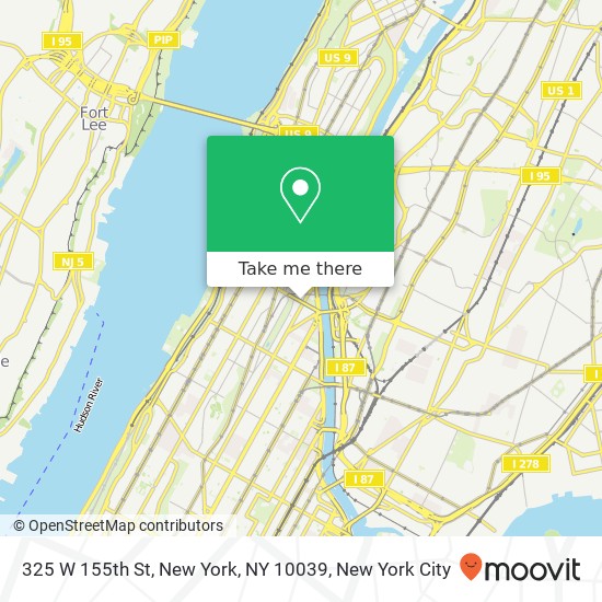 Mapa de 325 W 155th St, New York, NY 10039