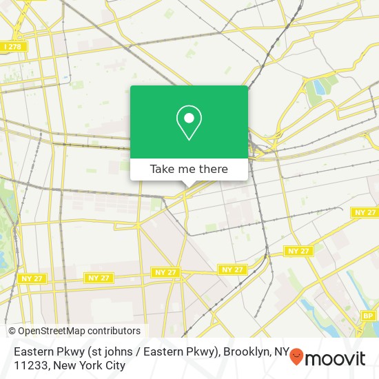 Mapa de Eastern Pkwy (st johns / Eastern Pkwy), Brooklyn, NY 11233